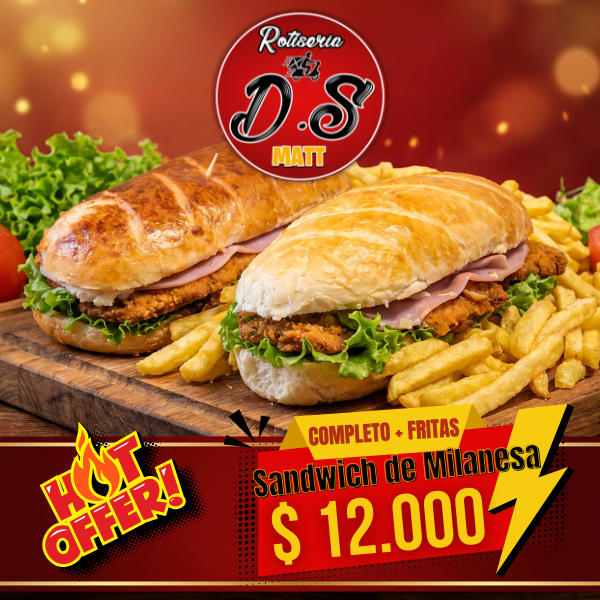 Sandwich de Milanesa Completo + Fritas